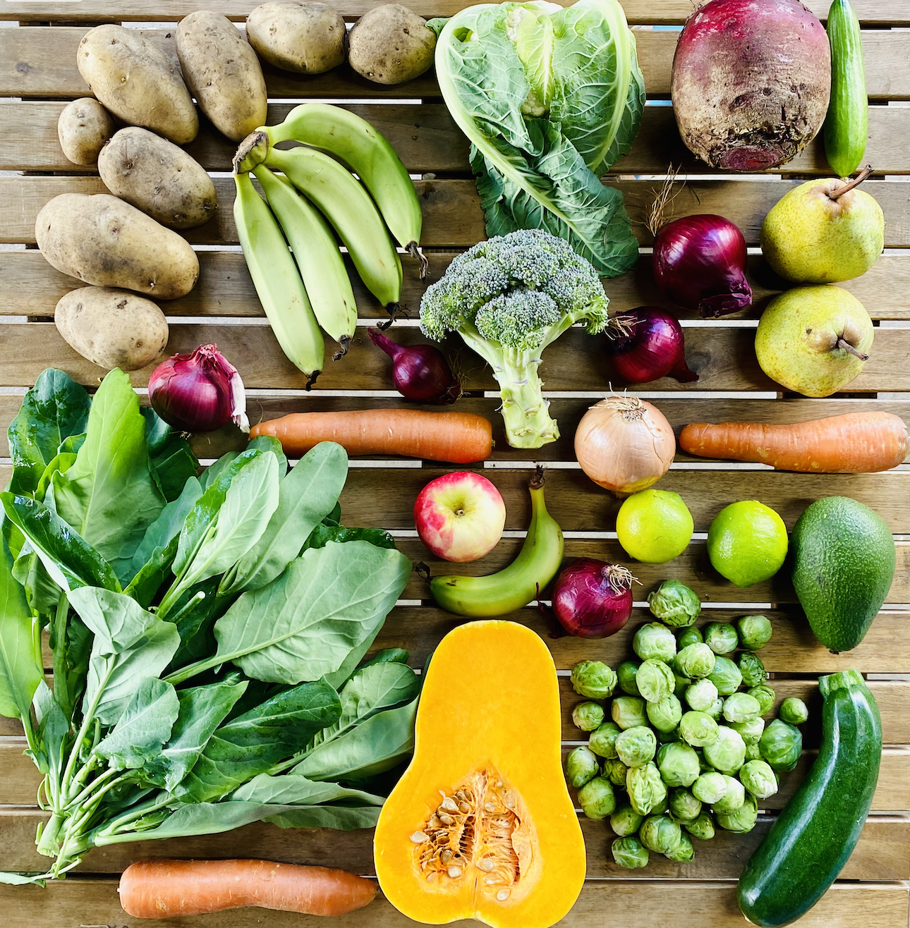 Organic fruit & veg box contents 17 August 2023